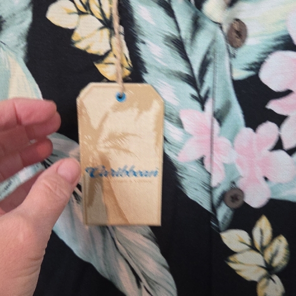 Caribbean Silk Men's Hawaiian Print Button Down XL NWT - Picture 8 of 11